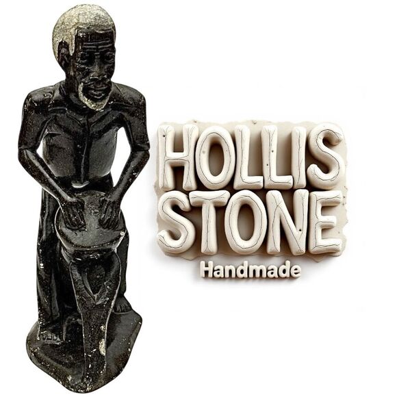 Handmade Hollins Stone Carved "Drum till U Drop Mate" Art Sculpture 9.5" x 5.5" - Picture 1 of 6